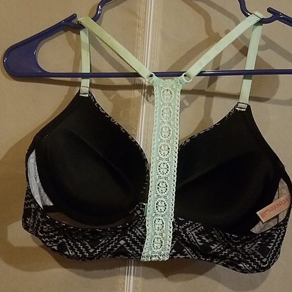Mint and black design racerback push up bra. - Picture 2 of 3